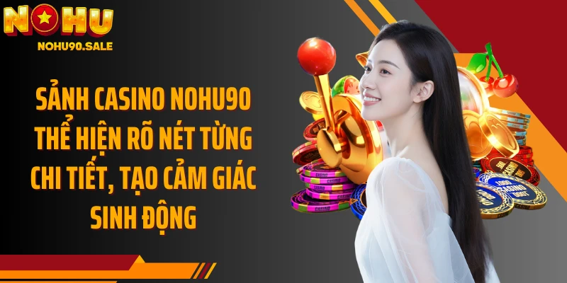 Sảnh casino Nohu90 thể hiện rõ nét từng chi tiết, tạo cảm giác sinh động
